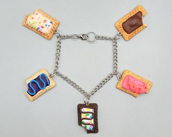 Assorted Poptart Charm Bracelet, Handmade Polymer Clay Food Accessory