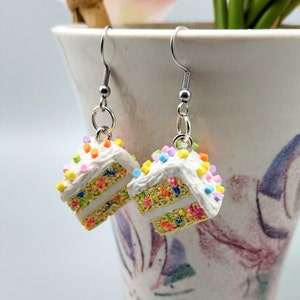 Funfetti Rainbow Sprinkle Cake Slice Decorative Polymer Clay Earring Set