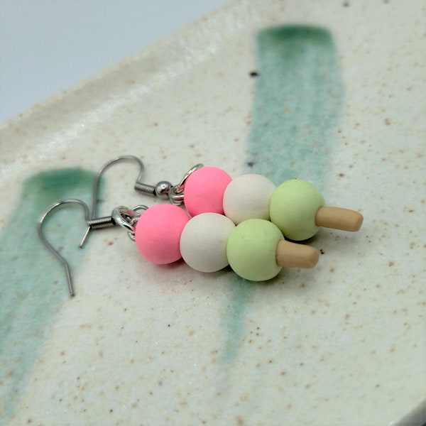 Hanami Dango Polymer Clay Earring Set, Japanese Snack Jewelry