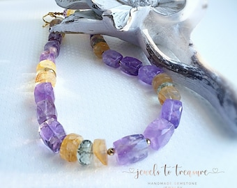 Bold Colorful Quartz Gemstone Statement Necklace