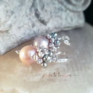 Edison pearls with Platinum Freshwater Pearls on Sterling Silver Leverbacks Gift for Her