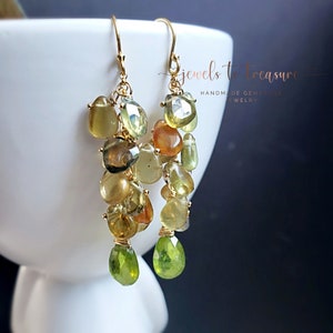 Grossular Garnet and Vesuvianite on Gold Filled Earwires Gift For Her