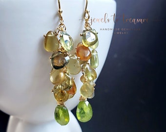 Grossular Garnet and Vesuvianite on Gold Filled Earwires Gift For Her