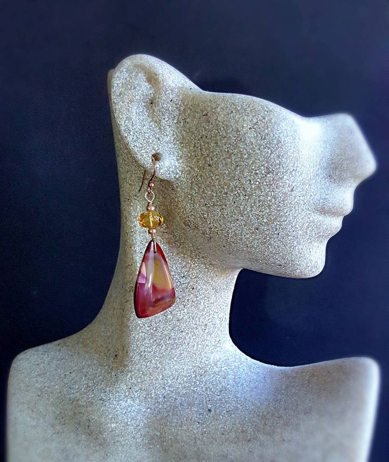 Double Strand Mookaite Jasper and Mystic Citrine Quartz on Rose Gold Gift For Her