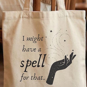 Bolso de bruja, bolso de lona con libro de magia de bruja, bolso de viaje para lanzar hechizos, regalo de Halloween, bolso para la temporada espeluznante