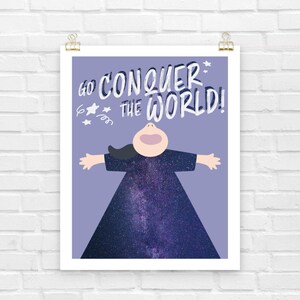 Poster motivazionale "Vai a conquistare il mondo" / Poster motivazionale minimalista / Decorazione per la cameretta dei bambini / Decorazione per l'ufficio / Regalo di laurea