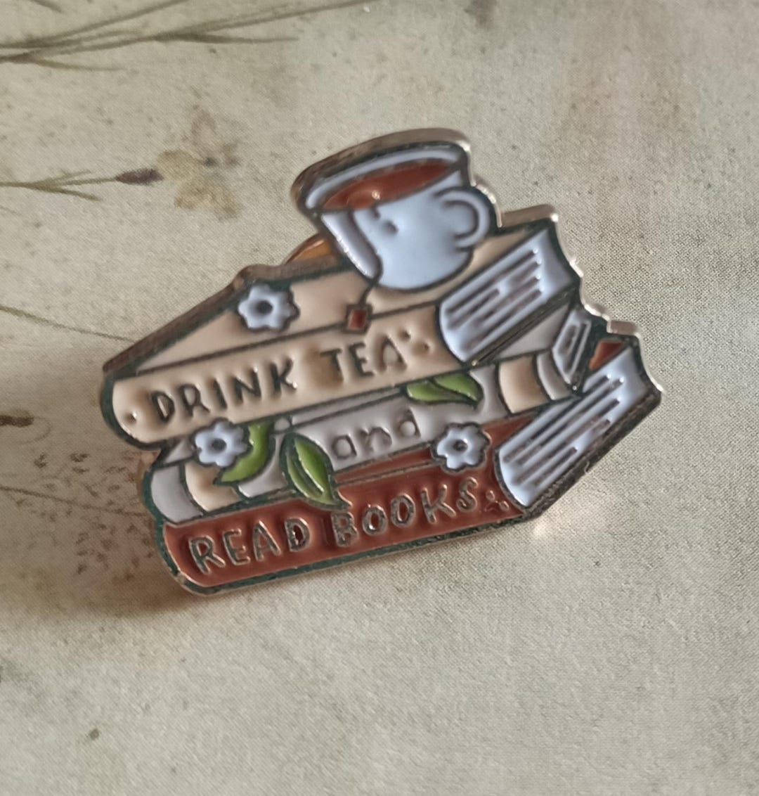 Pins Gift Enamel Drink Tea and Read Books Cozy Bookworm Accessory - Etsy