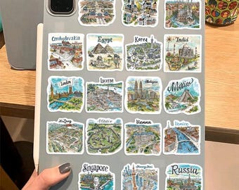 Travel Stickers Pack: Notebook, Laptop, Phone Case Decals