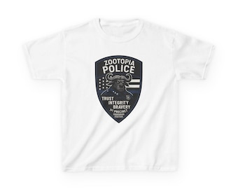 ZOOTOPIA POLISAVDELNING Barn-T-shirt - Chief Bogo Tunn Blå Linjeflagg-T-shirt - Disney Parks, Disney World, Disneyland Bomullsgrafik-T-shirt