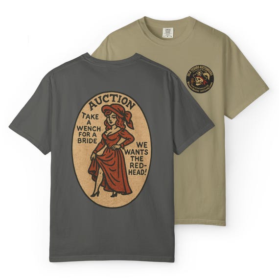 ISLA TESORO AUCTIONEERS - Pirates of the Caribbean, Wench for a Bride, We Wants the Redhead T-Shirt - Disney Parks Trip Cotton Tee