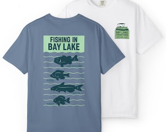 BAY LAKE FISHING - Fish Charter, Seven Seas Lagoon, Pontoon Boat, Bass T-Shirt - Disney Parks, Disney World, Disneyland Trip Cotton Tee