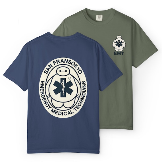 EMT BAYMAX - Big Hero Six Emergency Medical Technician San Fransokyo T-Shirt - Disney Parks, Disney World, Disneyland Cotton Graphic Tee