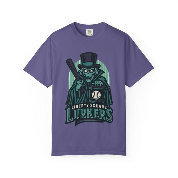 LIBERTY SQUARE LURKERS - Front Logo Only - Haunted Mansion, Hatbox Ghost, Baseball Jersey T-Shirt - Disney Parks, Disneyland Trip Cotton Tee