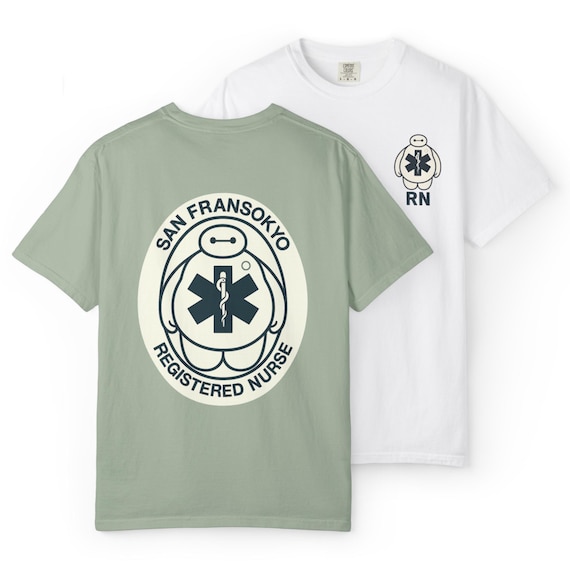 RN BAYMAX - Big Hero Six Registered Nurse San Fransokyo T-Shirt - Disney Parks, Disney World, Disneyland Cotton Graphic Tee