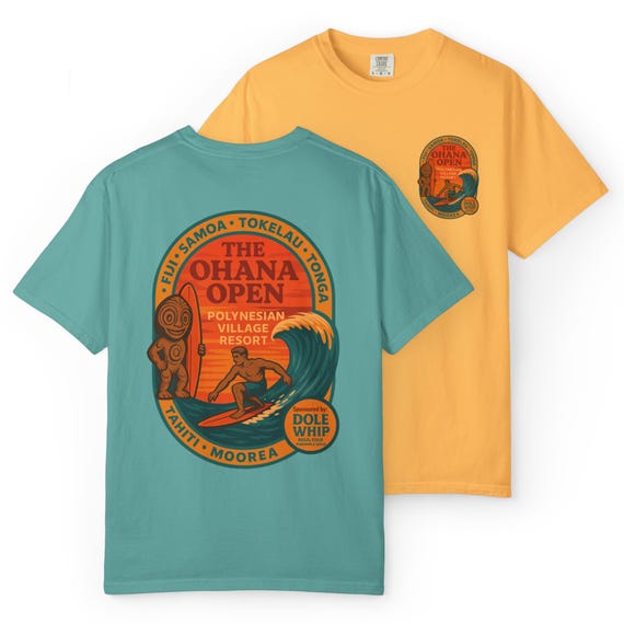 POLY OHANA OPEN - Polynesian Village Resort Surfing Competition Dole Whip T-Shirt - Disney Parks, Disney World, Disneyland Trip Cotton Tee