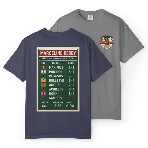 MARCELINE DERBY - Saratoga Springs, Bullseye, Pegasus, Maximus, Triple Crown, Horse Race T-Shirt - Disney Parks Trip Cotton Tee