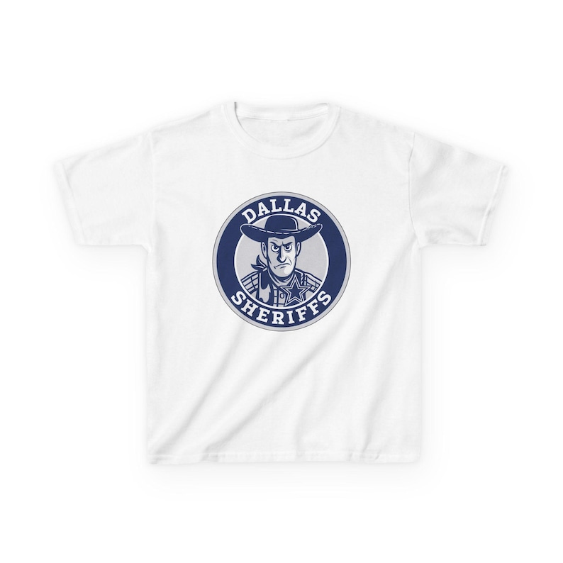 DALLAS SHERIFFS Kids Tee - Cowboys Pro Football Woody Toy Story T-Shirt - Disney Parks Disney World Disneyland Trip Cotton Graphic Tee image 1