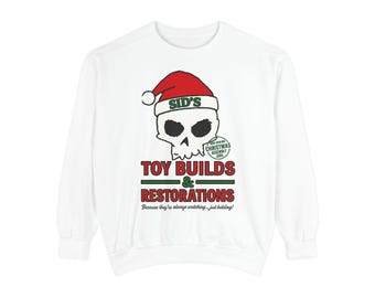 Sudadera SIDS TOY BUILDS - Sid Toy Story Woody Buzz Lightyear Andy Navidad - Sudadera de cuello redondo - Viaje a los parques de Disney, Disney World y Disneyland