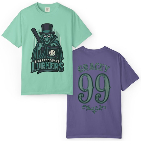 LIBERTY SQUARE LURKERS - Haunted Mansion, Hatbox Ghost, Baseball Jersey T-Shirt - Disney Parks, Disney World, Disneyland Trip Cotton Tee