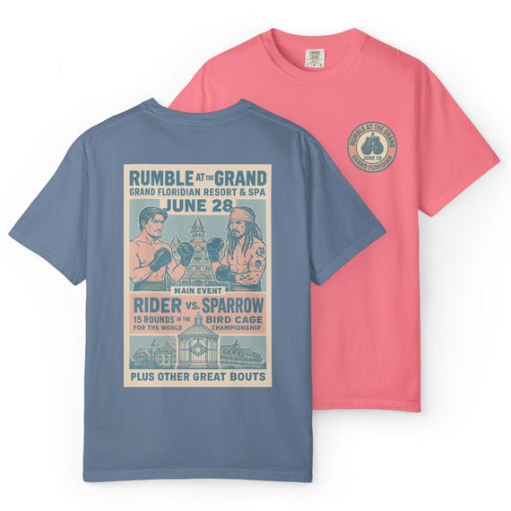 GRAND RUMBLE - Grand Floridian Resort, Boxing, Flynn Rider, Jack Sparrow T-Shirt - Disney Parks, Disney World, Disneyland Trip Cotton Tee