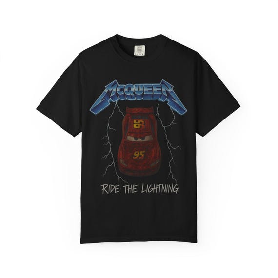 RIDE THE LIGHTNING Adult Tee - Metallica Pixar Cars Lightning McQueen Band T-Shirt - Disney Parks, Disney World, Disneyland Trip Cotton Tee