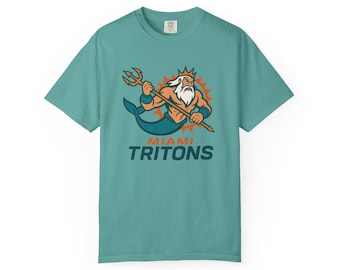 MIAMI TRITONS - Dolphins Pro Football Little Mermaid Triton Ariel T-Shirt - Disney Parks Disney World Disneyland Trip Cotton Graphic Tee