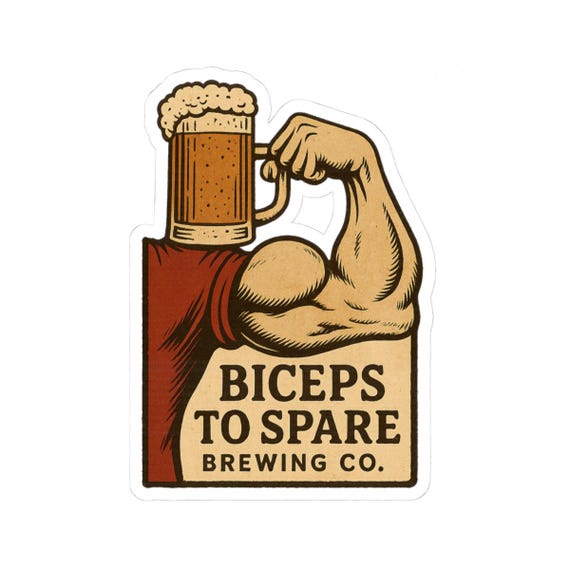BICEPS to SPARE BREWING Sticker - Gaston Brewery, Tap List, Belle, Beauty and the Beast Decal - Disney Parks, Disney World, Disneyland