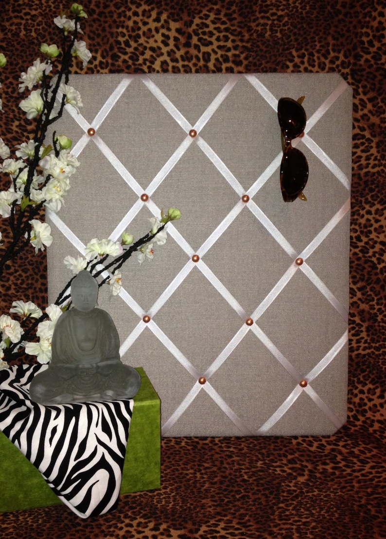 Pin Board/notice Board grey Linen Fabric With Copper Etsy