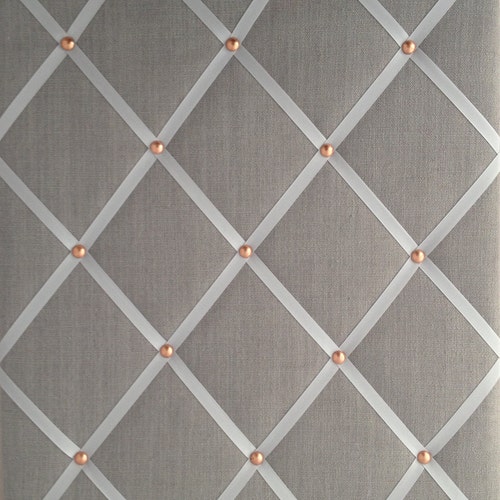 Pin Board/notice Board grey Linen Fabric With Copper Etsy