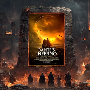 Dante&#39;s Inferno Fine Art Poster | Gothic Wall Decor, Fantasy Art Print, Literature Gifts, Home Office Wall Art, Movie Poster, satire
