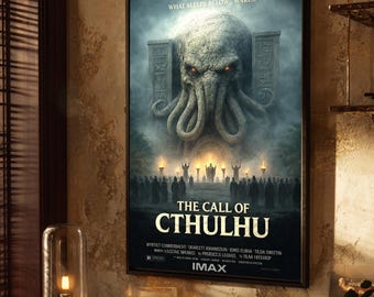 The Call of Cthulhu Movie Poster | H.P. Lovecraft Cosmic Horror Print | Eldritch Monster Art | Mythos Wall Decor | Satire | Gift for Dad