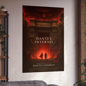 Dante's Inferno Fine Art Poster | Gothic Wall Decor, Fantasy Art Print, Literature Gifts, Home Office Wall Art, Movie Poster, satire