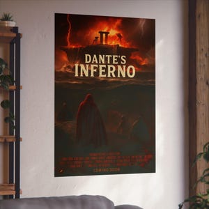 Dante's Inferno Fine Art Poster | Gothic Wall Decor, Fantasy Art Print, Literature Gifts, Home Office Wall Art, Movie Poster, satire