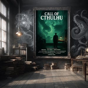 The Call of Cthulhu Movie Poster | H.P. Lovecraft Cosmic Horror Print | Eldritch Monster Art | Mythos Wall Decor | Satire | Gift for Dad