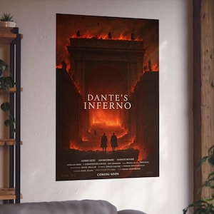Dante's Inferno Fine Art Poster | Gothic Wall Decor, Fantasy Art Print, Literature Gifts, Home Office Wall Art, Movie Poster, satire
