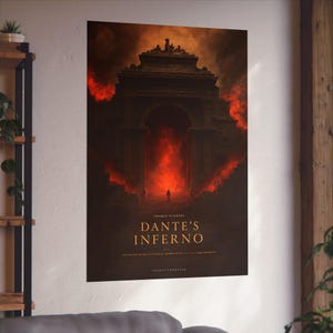 Dante's Inferno Fine Art Poster | Gothic Wall Decor, Fantasy Art Print, Literature Gifts, Home Office Wall Art, Movie Poster, satire