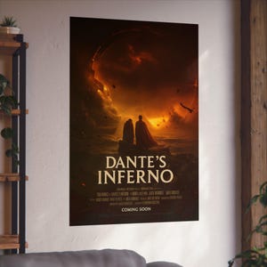 Dante's Inferno Fine Art Poster | Gothic Wall Decor, Fantasy Art Print, Literature Gifts, Home Office Wall Art, Movie Poster, satire