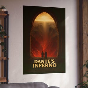 Dante's Inferno Fine Art Poster | Gothic Wall Decor, Fantasy Art Print, Literature Gifts, Home Office Wall Art, Movie Poster, satire