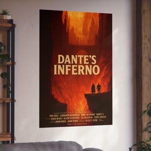 Dante's Inferno Fine Art Poster | Gothic Wall Decor, Fantasy Art Print, Literature Gifts, Home Office Wall Art, Movie Poster, satire