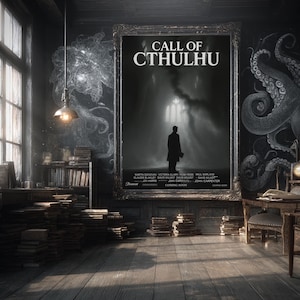 The Call of Cthulhu Movie Poster | H.P. Lovecraft Cosmic Horror Print | Eldritch Monster Art | Mythos Wall Decor | Satire | Gift for Dad
