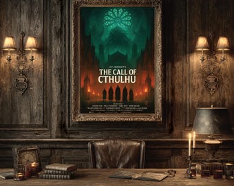 The Call of Cthulhu Movie Poster | H.P. Lovecraft Cosmic Horror Print | Eldritch Monster Art | Mythos Wall Decor | Satire | Gift for Dad