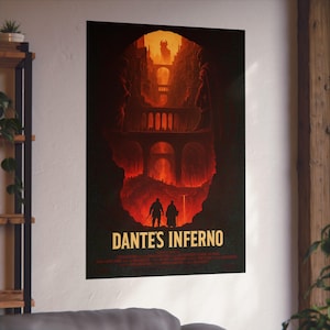 Dante's Inferno Fine Art Poster | Gothic Wall Decor, Fantasy Art Print, Literature Gifts, Home Office Wall Art, Movie Poster, satire