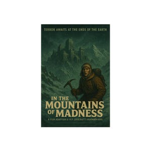 Póster de la película "En las montañas de la locura" / Arte de terror cósmico de H.P. Lovecraft / Decoración de pared antártica de Eldritch / Ciencia ficción de Pulp Fiction / Sátira