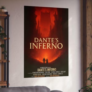 Dante's Inferno Fine Art Poster | Gothic Wall Decor, Fantasy Art Print, Literature Gifts, Home Office Wall Art, Movie Poster, satire