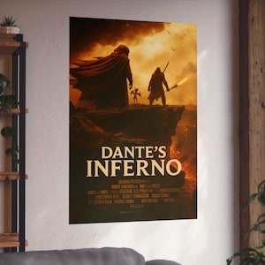 Dante's Inferno Fine Art Poster | Gothic Wall Decor, Fantasy Art Print, Literature Gifts, Home Office Wall Art, Movie Poster, satire