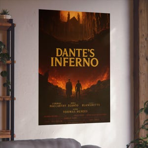 Dante's Inferno Fine Art Poster | Gothic Wall Decor, Fantasy Art Print, Literature Gifts, Home Office Wall Art, Movie Poster, satire