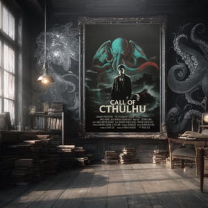 The Call of Cthulhu Movie Poster | H.P. Lovecraft Cosmic Horror Print | Eldritch Monster Art | Mythos Wall Decor | Satire | Gift for Dad
