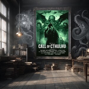 The Call of Cthulhu Movie Poster | H.P. Lovecraft Cosmic Horror Print | Eldritch Monster Art | Mythos Wall Decor | Satire | Gift for Dad