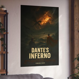 Dante's Inferno Fine Art Poster | Gothic Wall Decor, Fantasy Art Print, Literature Gifts, Home Office Wall Art, Movie Poster, satire
