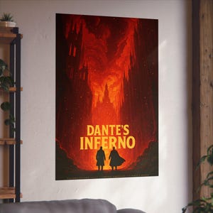 Dante's Inferno Fine Art Poster | Gothic Wall Decor, Fantasy Art Print, Literature Gifts, Home Office Wall Art, Movie Poster, satire